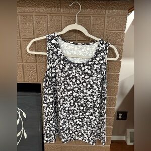 J. Jill Black and White Floral Tank Top